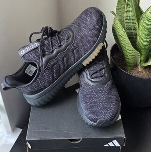 Adidas Black/Grey Knit Athletic Sneakers